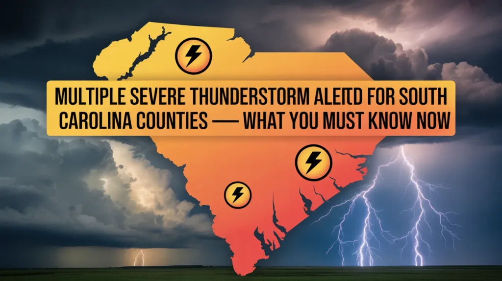multiple severe thunderstorm alerts issued for south carolina counties